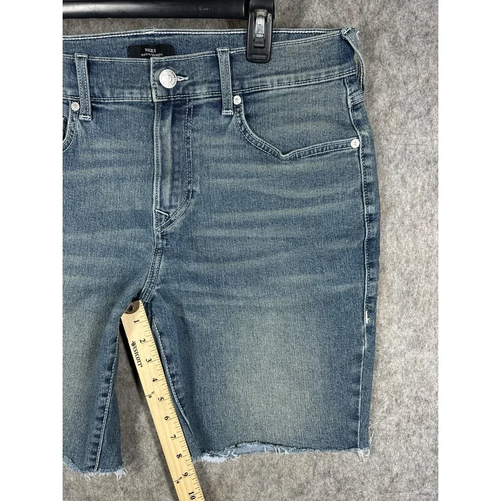 True Religion Ricky Flap Shorts 34 Relaxed Straight Denim Raw Hem